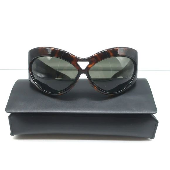 Saint Laurent SL 73 Oversize Cat Eye Sunglasses Tortoise Shell - Picture 4 of 7